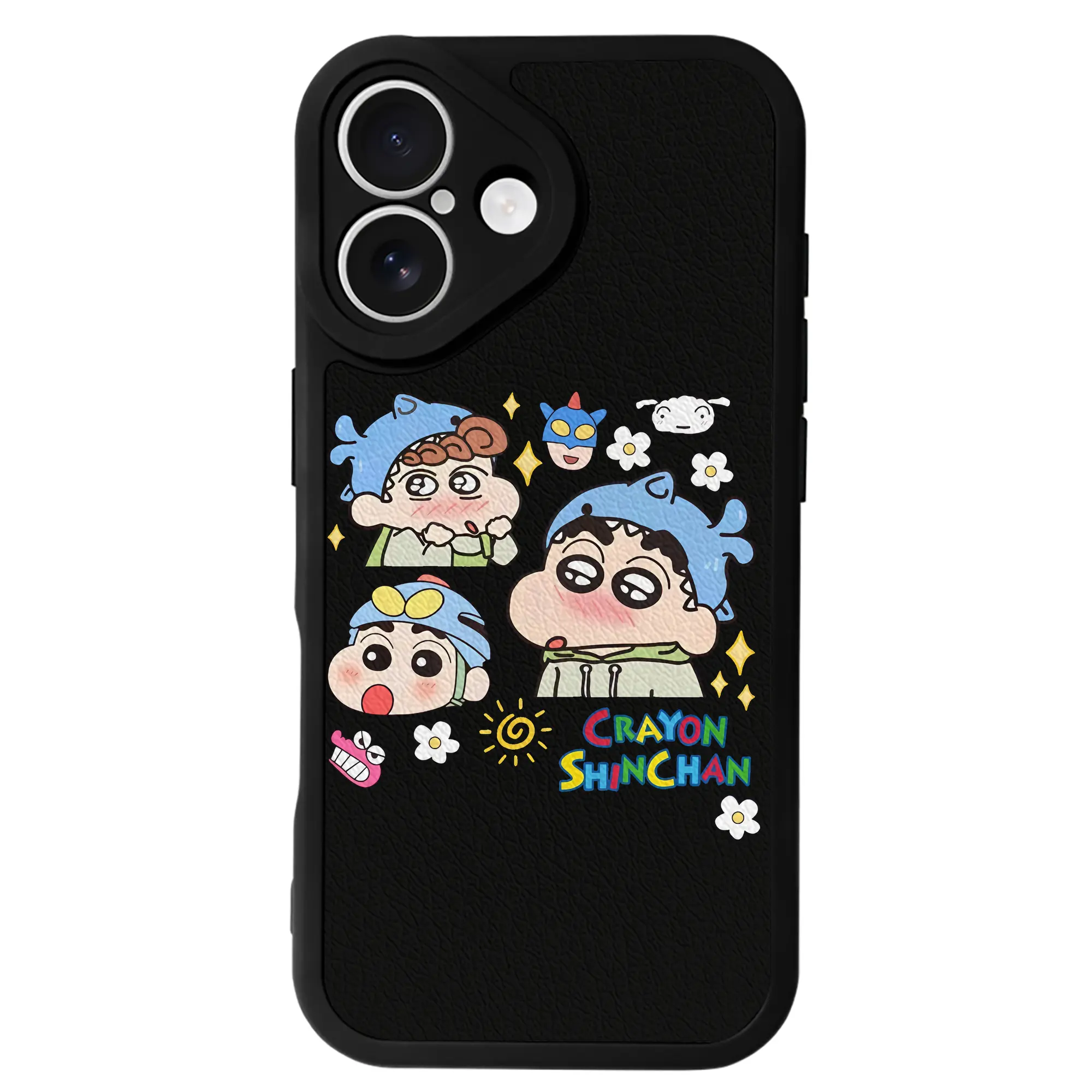 クレヨンしんちゃん グッズ 野原 しんのすけ - IPhone 16シリーズ対応 ・ シリコンスマホケース ・ レザー調 ・ 高精度フィット ・ 耐衝撃 ・ ワイヤレス充電対応 ・ 精密カット